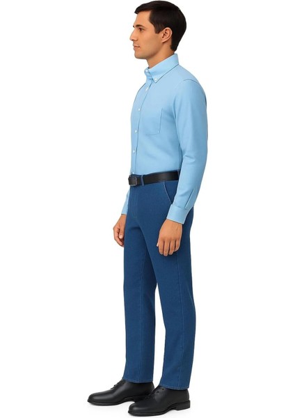 Rahat Kesim Likralı Pamuklu Erkek Baba Açık Mavi Keten Pantolon fiyatları