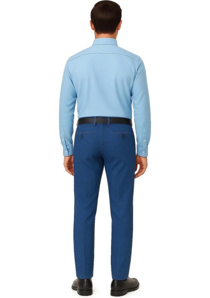 Rahat Kesim Likralı Pamuklu Erkek Baba Açık Mavi Keten Pantolon modelleri