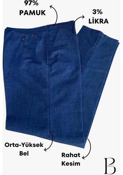 Rahat Kesim Likralı Pamuklu Erkek Baba Açık Mavi Keten Pantolon fırsatları