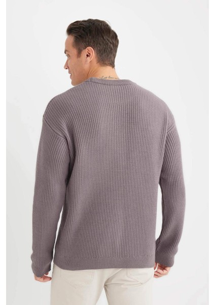 Oversize Geniş Kalıp Bisiklet Yaka Triko Kazak B9718AX24WN