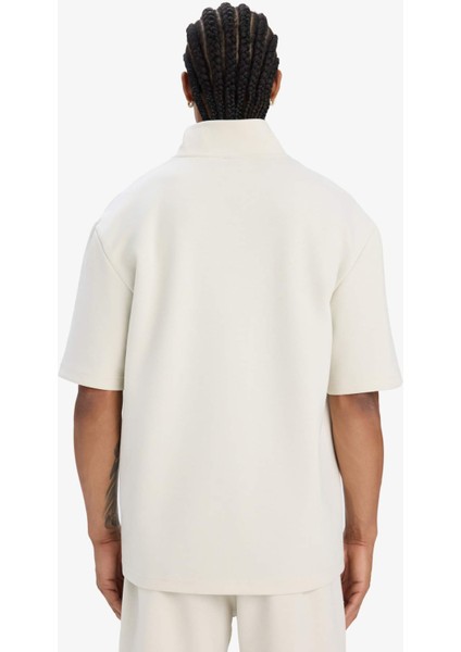 Standart Fit Dik Yaka Fermuarlı Sporcu Kısa Kollu Skuba Dalgıç Kumaş Tişört E3962AX25SP