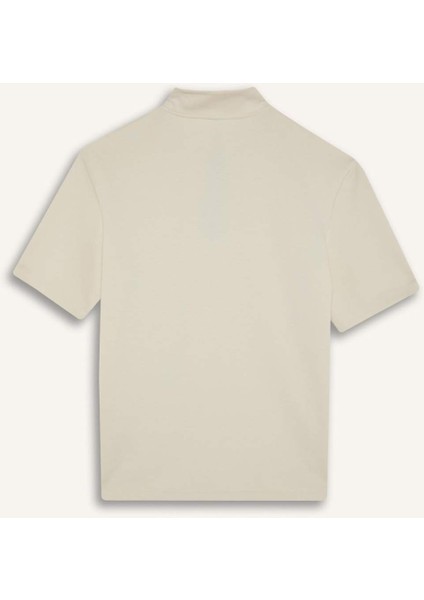 Standart Fit Dik Yaka Fermuarlı Sporcu Kısa Kollu Skuba Dalgıç Kumaş Tişört E3962AX25SP