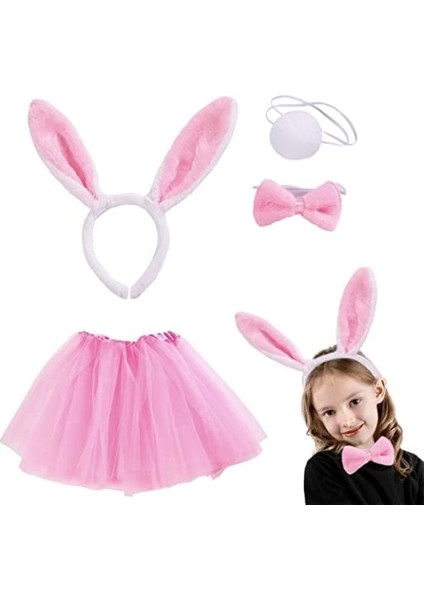 çınar ticaret pembe tavşan tacı etek papyon kuyruk kostüm seti çocuk boy modelleri