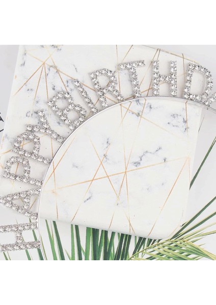çınar ticaret gümüş kristal taşlı happy birthday doğum günü tacı ıthal ürün a kalite 17x16 cm modelleri