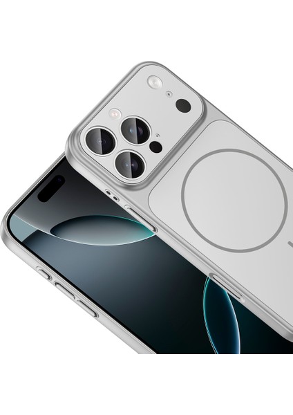 iPhone 15 Pro Uyumlu Kılıf Formen M-Safe Şarj Özellikli Kamera Korumalı Gümüş fiyatları