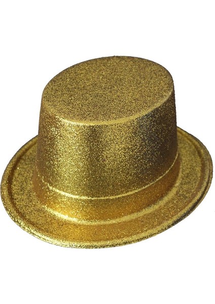 çınar ticaret altın renk uzun plastik simli parti şapkası