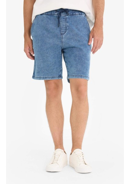 Regular Fit Beli Lastikli Rahat Kalıp Jean Bermuda Şort E4537AX25SM