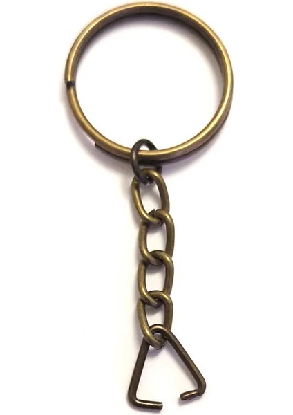 çınar ticaret eco lounge anahtarlık halkası, halka + zincir + üçgen, 24mm, antik, 1 adet
