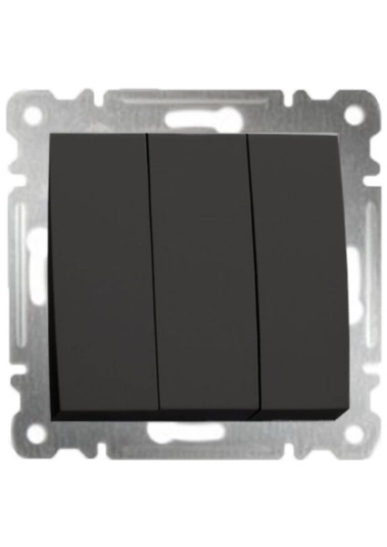 çınar ticaret siyah üçlü anahtar parlak çerçevesiz - priz ve anahtar ıçin uyumlu çerçeve