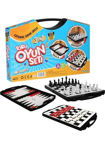 çınar ticaret toru 3 ın 1 çantalı oyun seti satranç-dama-tavla