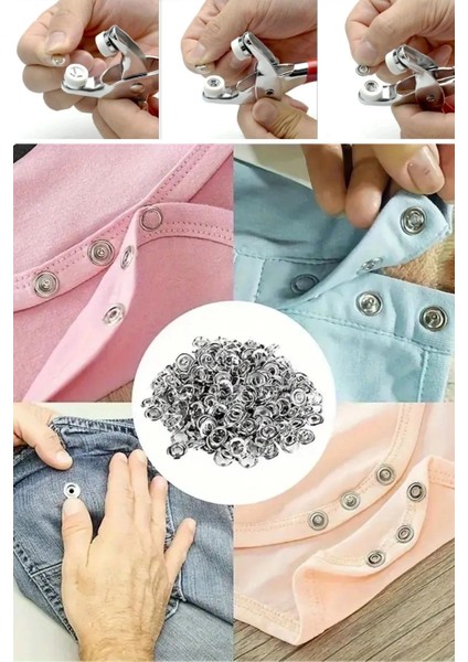 çınar ticaret 200 adet paslanmaz çelik çıtçıt ve pense seti metal çıt çıt makinesi