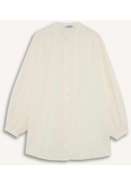 Relax Fit Gofre Dokulu Uzun Kollu Tesettür Gömlek Tunik D4145AX25SP