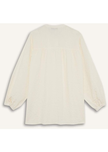 Relax Fit Gofre Dokulu Uzun Kollu Tesettür Gömlek Tunik D4145AX25SP