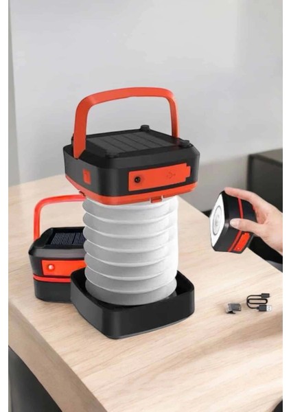 çınar ticaret katlanabilir kamp lambası solar fener görünümlü 3 kademeli şarjlı modelleri