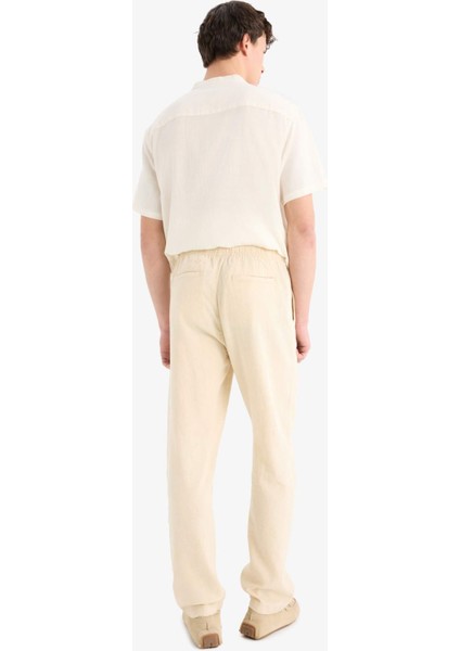 Relax Fit Rahat Kesim Dar Paça Keten Karışımlı Yazlık Pantolon