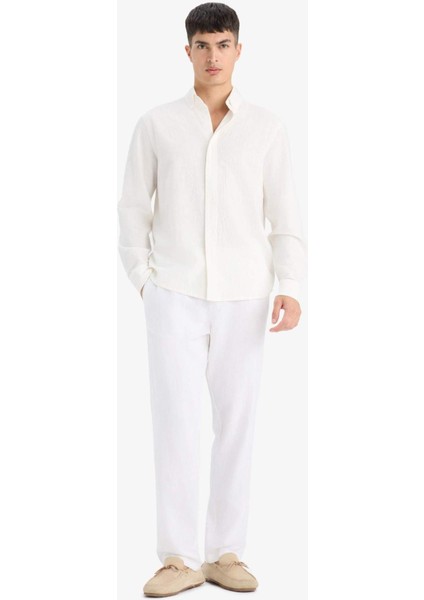 Relax Fit Rahat Kesim Dar Paça Keten Karışımlı Yazlık Pantolon C1140AX25SM