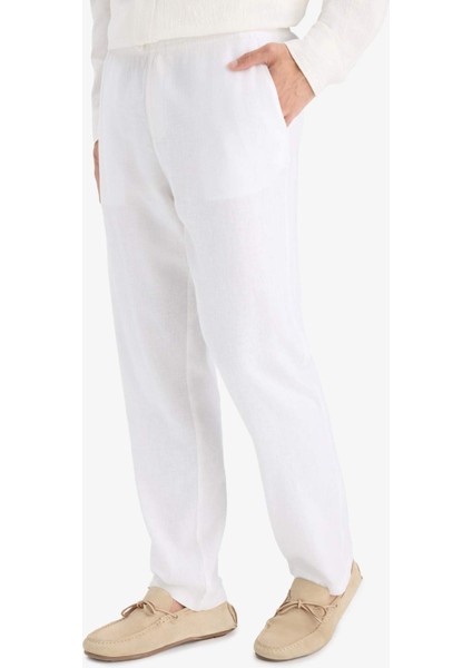 Relax Fit Rahat Kesim Dar Paça Keten Karışımlı Yazlık Pantolon C1140AX25SM