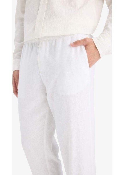 Relax Fit Rahat Kesim Dar Paça Keten Karışımlı Yazlık Pantolon C1140AX25SM