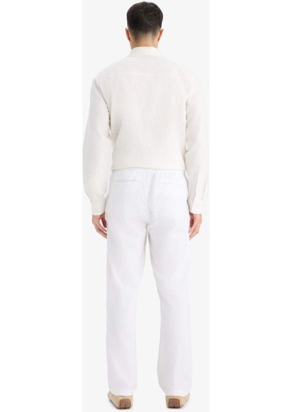Relax Fit Rahat Kesim Dar Paça Keten Karışımlı Yazlık Pantolon C1140AX25SM