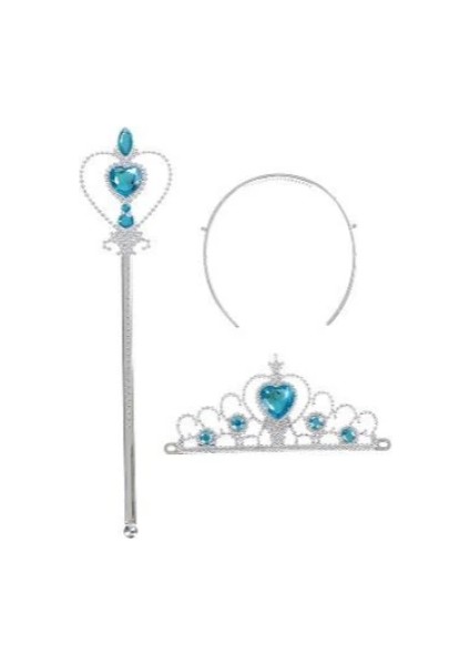 çınar ticaret karlar ülkesi elsa mavi kalpli taç ve mavi asa seti çocuk boy