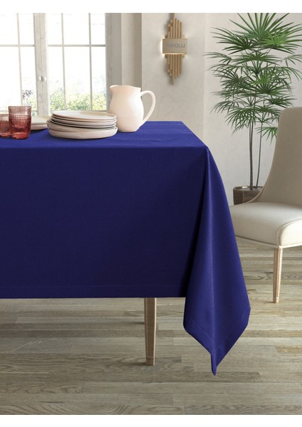 Kadife Dokulu Safir Renk Masa Örtüsü