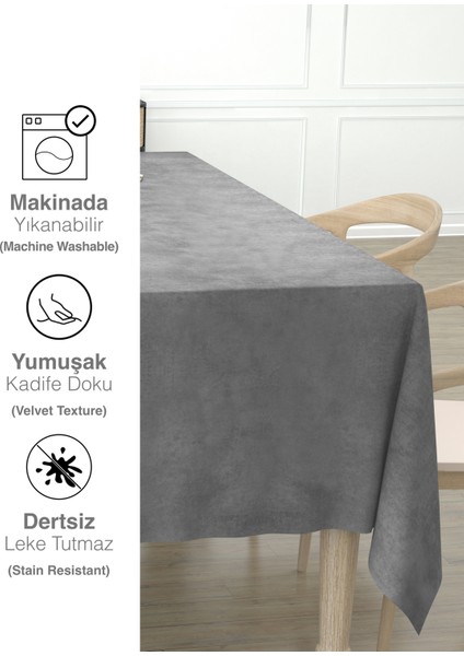 Daily Series Kadife Dokulu Açık Gri Rengi Masa Örtüsü indirimleri