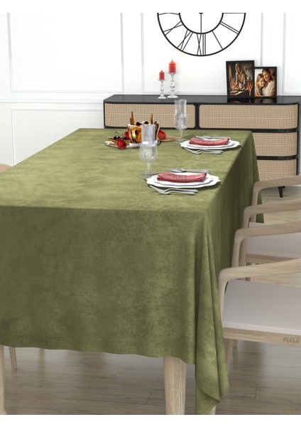 Daily Series Kadife Dokulu Ada Çayı Rengi Masa Örtüsü fırsatları