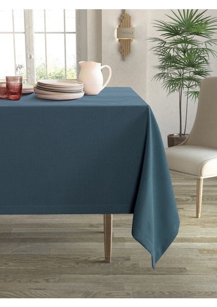 Kadife Dokulu Derin Mavi Rengi Masa Örtüsü fırsatları