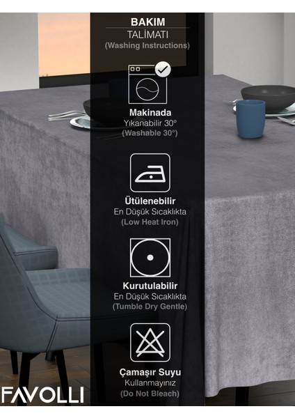 Kadife Dokulu Gri Renk Masa Örtüsü indirimleri