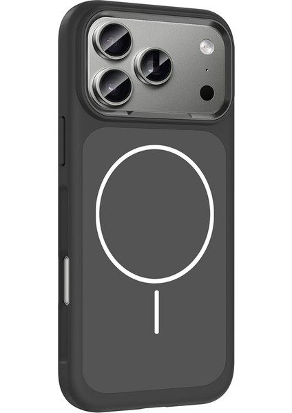 iPhone 17 Pro Uyumlu Kılıf Sanremo Metal Kamera Çerçeveli M-Safe Şarj Özellikli Siyah