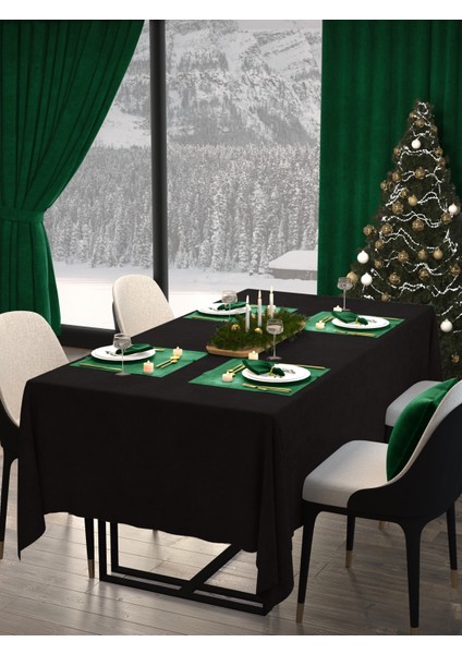 Daily Series Kadife Dokulu Siyah Renk Masa Örtüsü fırsatları