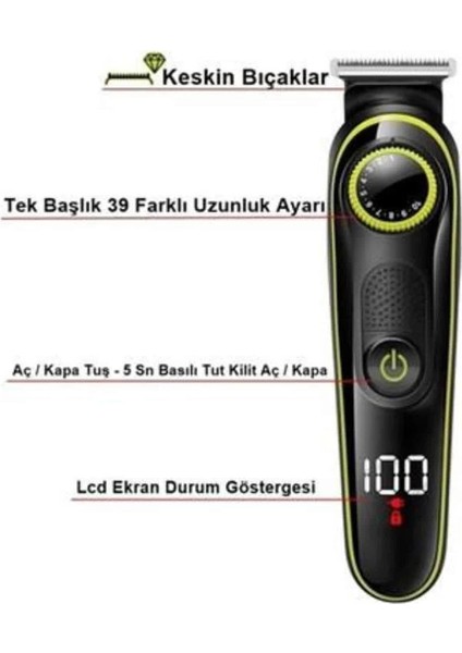 çınar ticaret unısex çok fonksiyonlu bakım seti led göstergeli tıraş makinesi saç sakal vücut fırsatları