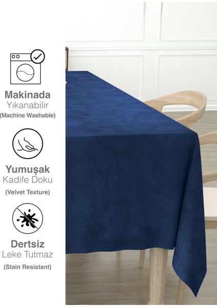 Daily Series Kadife Dokulu Safir Rengi Masa Örtüsü indirimleri
