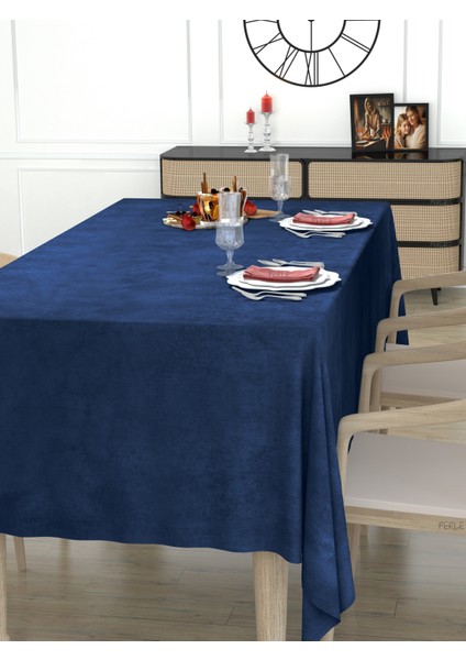 Daily Series Kadife Dokulu Safir Rengi Masa Örtüsü fırsatları