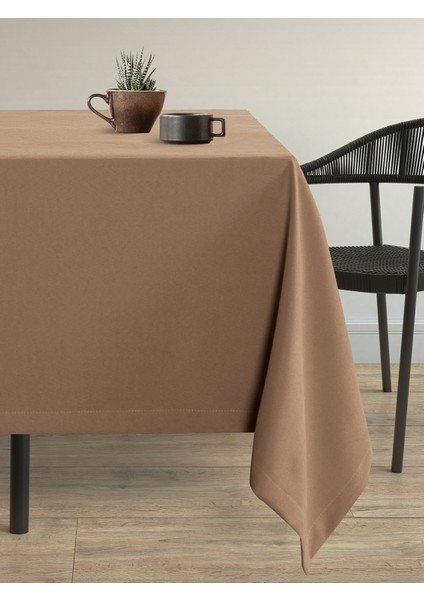 Kadife Dokulu Çikolata Kahvesi Dertsiz Masa Örtüsü