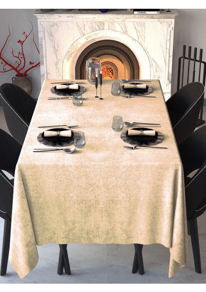 Kadife Dokulu Kum Beji Dertsiz Masa Örtüsü