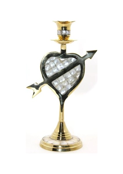 çınar ticaret pirinç sedefli tekli şamdan 20 cm