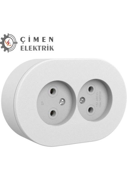 çınar ticaret beyaz ıkili topraklı priz sıva üstü