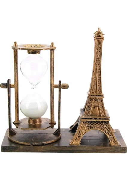 çınar ticaret retro eyfel kulesi ve kum saati dekoratif ahşap görünümlü masa biblosu fırsatları