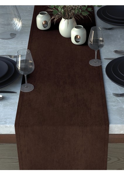 Kadife Dokulu Çikolata Kahvesi Runner indirimleri