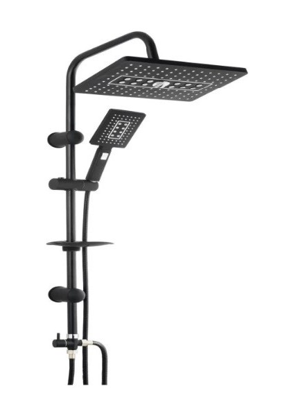 çınar ticaret lüks robot duş seti mat siyah dikdörtgen | çok fonksiyonlu yağmur robot duş sistemi siyah