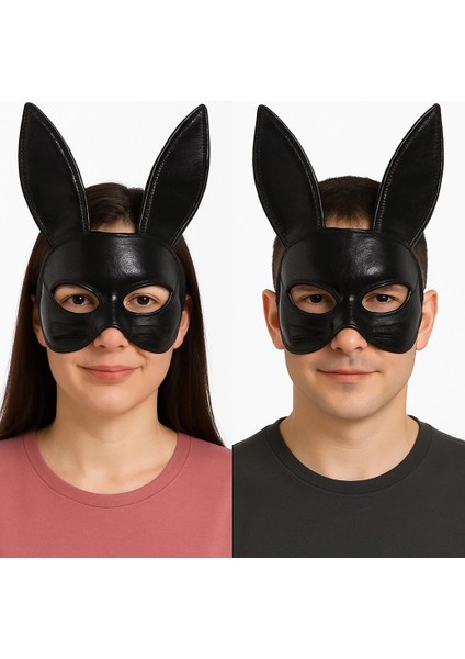 çınar ticaret siyah renk kumaş malzemeden ımal eva tavşan maskesi 19x15 cm