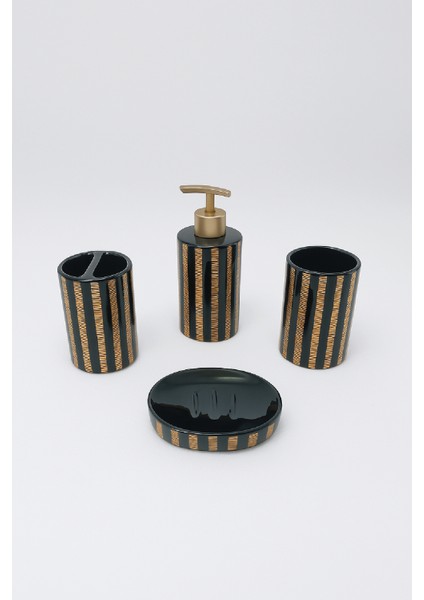 Siyah Gold Banyo Sabunluk Seti
