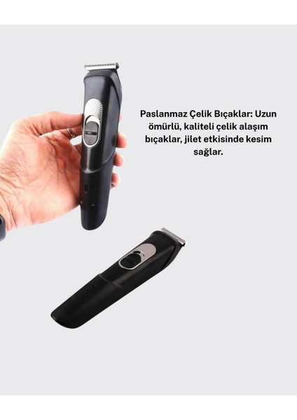 çınar ticaret sessiz motorlu, kablosuz kullanımlı şarjlı saç ve sakal kesme makinesi – taraklı set modelleri