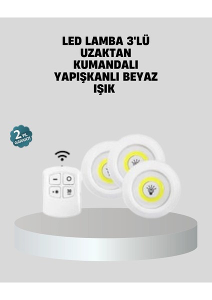 çınar ticaret uzaktan kumandalı 3’lü ayarlanabilir spot led ışık seti