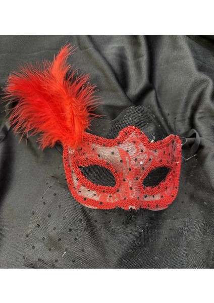 çınar ticaret kırmızı renk dantelli duvaklı ıncili parti maskesi balo fiyatları