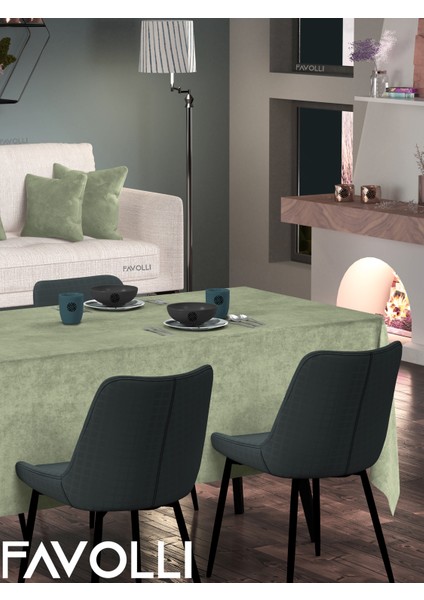 Kadife Dokulu Ada Çayı Masa Örtüsü