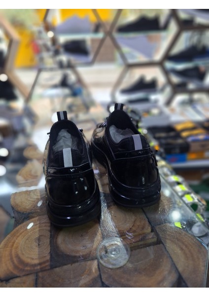 Siyah Rugan Deri Su Geçirmez Comfort Mevsimlik-Kışlık Lastik Bağcık Erkek Sneaker ayakkabı indirimleri