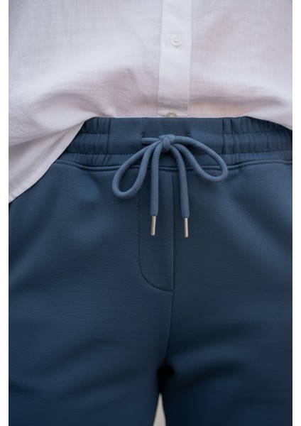 Sy & Black Kadın Çelik Örgü Beli Lastikli ve Bağcıklı Geniş Beden Aralıklı Jogger Pantolon 25P-03 Petrol modelleri