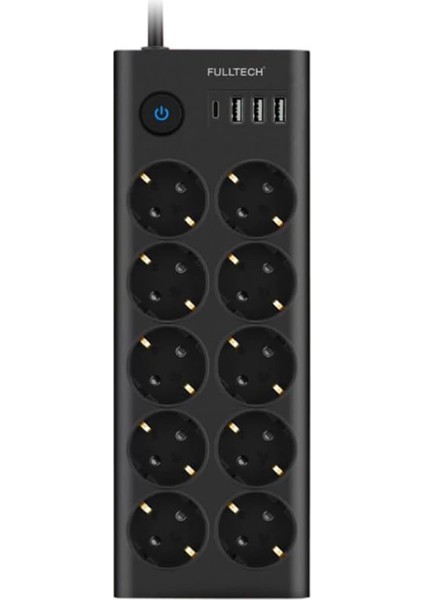 çınar ticaret ftr14 type-c girişli akım korumalı 10’lu priz, 3 usb